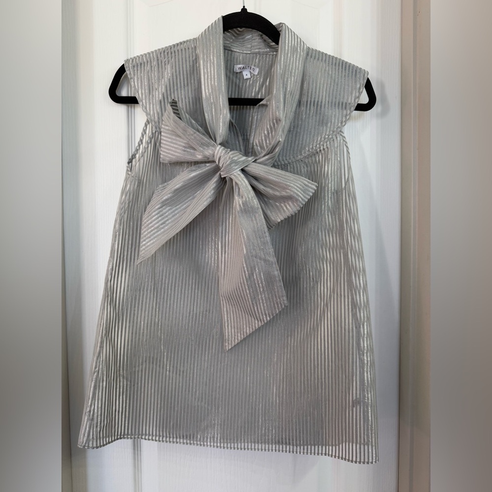 Walter Light Grey Sheer Top Size 6